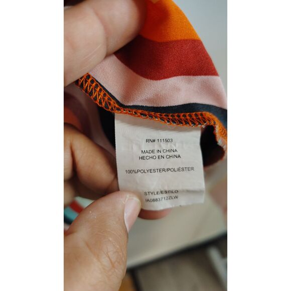 Lily White Striped Chiffon Multi-Color Blouse - Picture 3 of 6